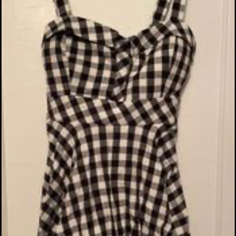 Ixia Black/White Check Sleeveless Fit and Flare Midi Dress - size XL